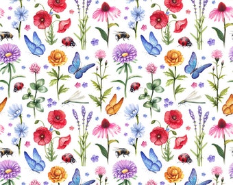 Butterflies and Flowers In Red and Blue - Ceramic Waterslide Decal - Enamel Decal - Fusible Decal - 36587