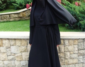 Black full niqab, traditional niqab,black burqa, Elegant hijab, black veil, 1 piece hijab, ready to wear hijab, prayer scarf,arab headwear