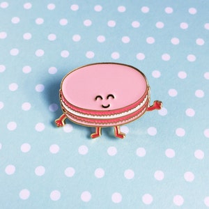 Macaron Pink Enamel Pin - dessert french pastry food pastel lapel