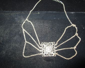 Stamped Silver Plate Necklace