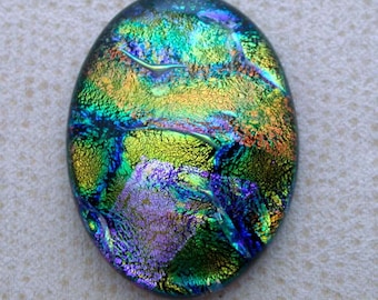 28x37mm Multi Layered Fused Dichroic Glass Cabochons - Kaleidoscopic of Special Colors - A90