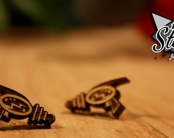 Ray Gun Stud Earrings - Laser Cut Wood