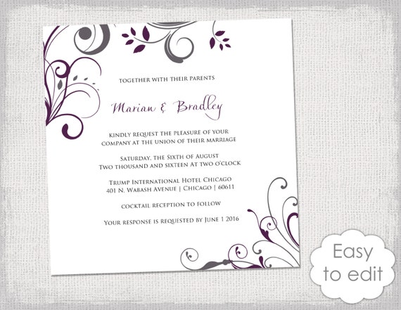 square wedding invitation template