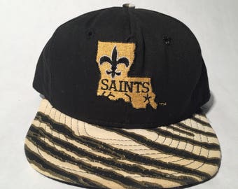 Vintage New Orleans Saints Zubaz Snapback Hat