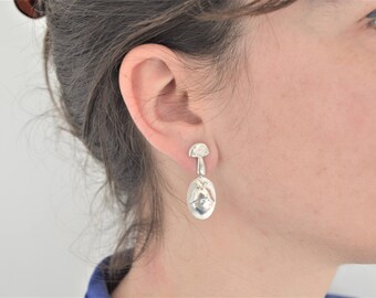 Interchangeable hazelnut and mushroom earrings in silver/Interchangeable ear during Hazelnut and Mushroom in silver