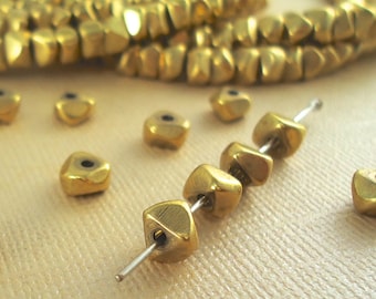 20 Brass Nugget Chip Beads 6mm Heishi Disc Metal Spacer Chunky BOHO Faceted Quality Solid Brass Natural Beads Unique Jewelry making parts