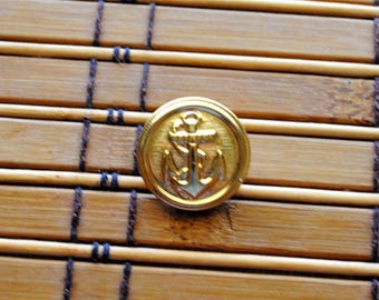 Vintage Metal Goldtone Shank Style Button Anchors Away by JHB of France