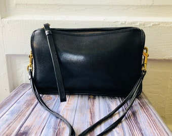 Vintage 1980s Coach Black Leather Crossbody Purse