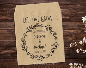 Personalized Seed Packet, Seed Favor, Wedding Favor, Kraft Seed Envelope, Seed Packet, Let Love Grow Favour, Rustic Wedding Favor x 25