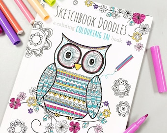 SALE* HALF PRICE* Colouring book - 'Sketchbook Doodles' - colouring in/colour in book/art therapy/mindfulness