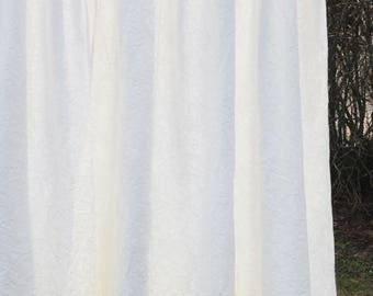 White curtains Large vintage curtains Window covering thick Cotton Lining curtains Maxi long curtains Bedroom curtains Window drapes
