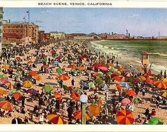 Venice Beach Vintage California Postcard 1929