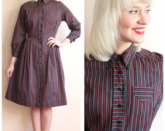 1950s Dress // Weekend Stripe Dress // vintage 50s cotton dress