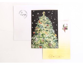 Christmas tree postcards, set of 2