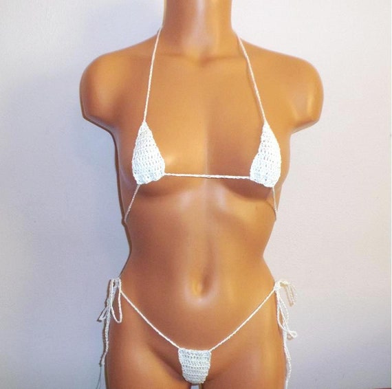 Extreme Sexy Micro GString Bikini White Itty Bitty Tiny