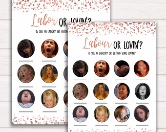 Rose Gold Labour or Lovin Baby Shower Game, Porn or Labour Game, Labor or Lovin Game, Funny Baby Shower Games, Labour or Lovin Games, Labor