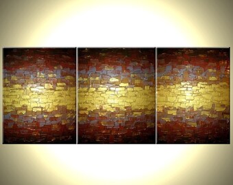 30% Off Sale, Original Abstract Metallic Painting, Textured Gold Painting, Textured Palette Knife Art, 24x54, Lafferty, Spring Sale