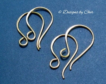 Hammered 14kt Gold Filled Earwires, Classic French Hooks (2pr) Artisan Jewelry Findings MTO