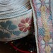 1970's Vintage woven jacquard ribbon with embroidered florals