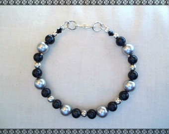 black & grey bracelet, black bracelet, grey bracelet, silver, black and silver, black bracelet