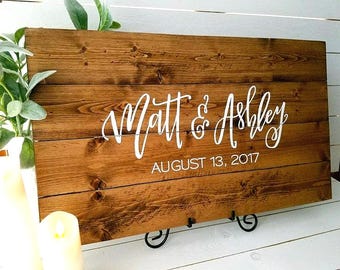 Wedding Guest Book Sign Custom Hand Lettered Wooden Guestbook Sign Signature Sign Rustic Wedding Guest Book Alternative Wedding Signage