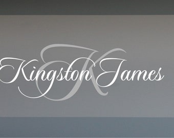 Custom Name with Initial Decal - Boys Name with Initial Wall Decal - Custom Name Decal - Nursery Decal - Vinyl Wall Decal