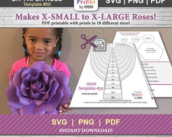 Paper Flower Template, Printable Paper Rose Template, DIY Paper Rose,Paper Rose Template, giant paper flowers, printable pdf, svg/png