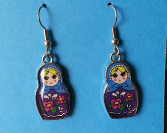 Nesting Doll Charm Dangle Earrings - Flat Rate Shipping in the US!