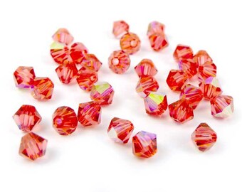 50 x® 4 mm PADPARADSCHA AB Swarovski Crystal bicones