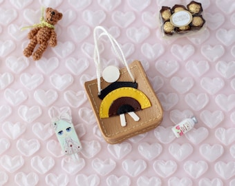 Miniature Orla Kiely tote bag skipping girl for Blythe, Barbie, Momoko dolls