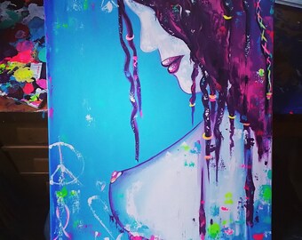 Acrylic painting of nude woman