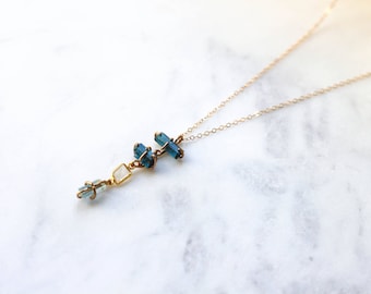 Blue Tourmaline + Moonstone + Aquamarine Necklace