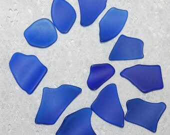 Medium cobalt blue Faux Sea Glass recycled glass 12 pieces