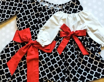 Black Quatrefoil Mommy and Me Dresses - Matching Mother Daughter Dresses - Mommy and Me Outfits - Mother Daughter Dresses - Matching Dresses