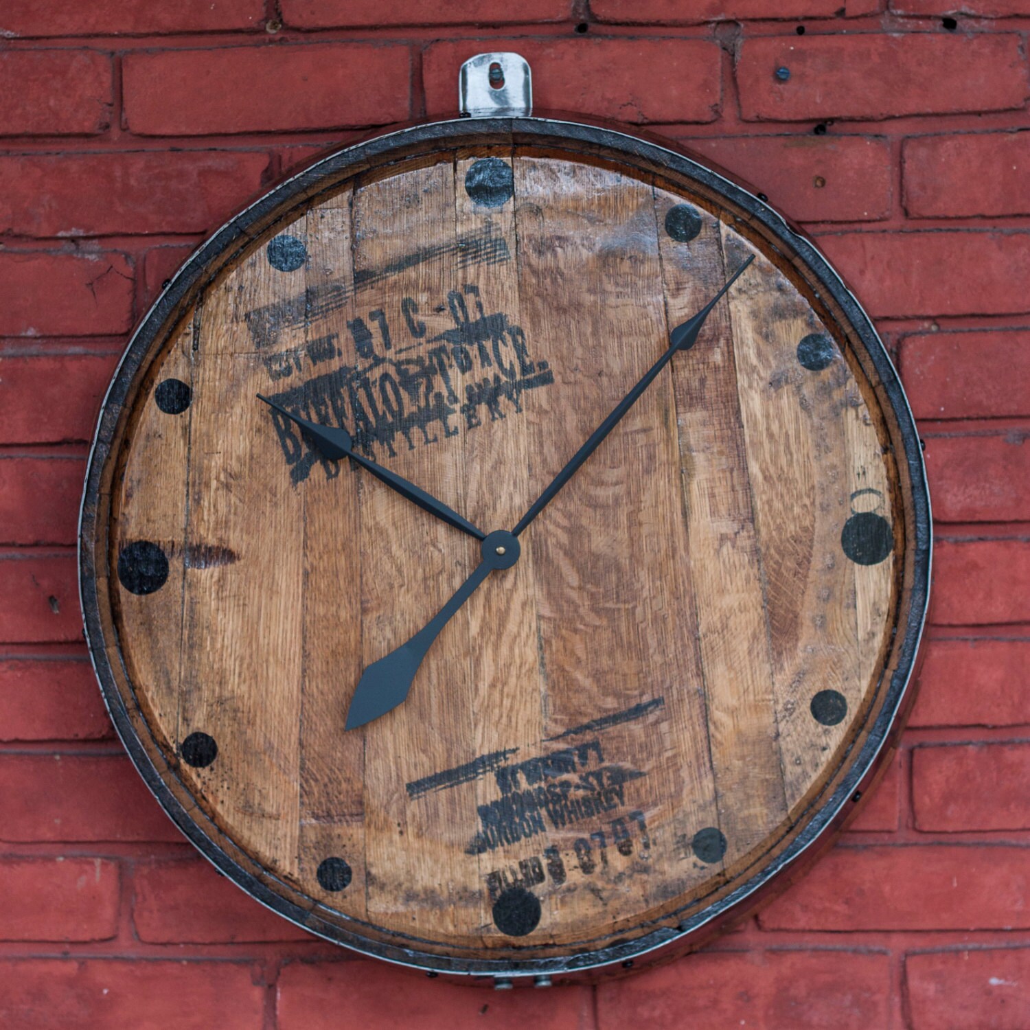 Buffalo Trace Distillery stamped Quarter Barrel Head Clock