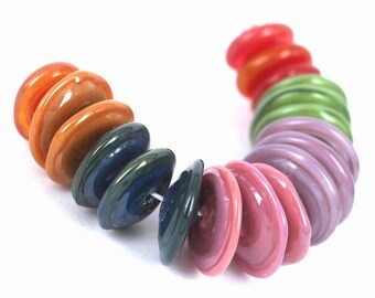 Lampwork glass beads Disks Lampwork beads (18) SRA, jewelry supplies, handmade lampwork, beads