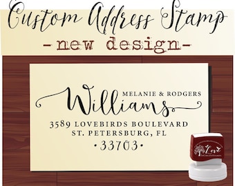 Custom Address Stamp Self Inking / RSVP Address Stamp / Self Address Stamp, Custom Name Stamp, Ink Address Stamp, Family Address Stamp 1162K
