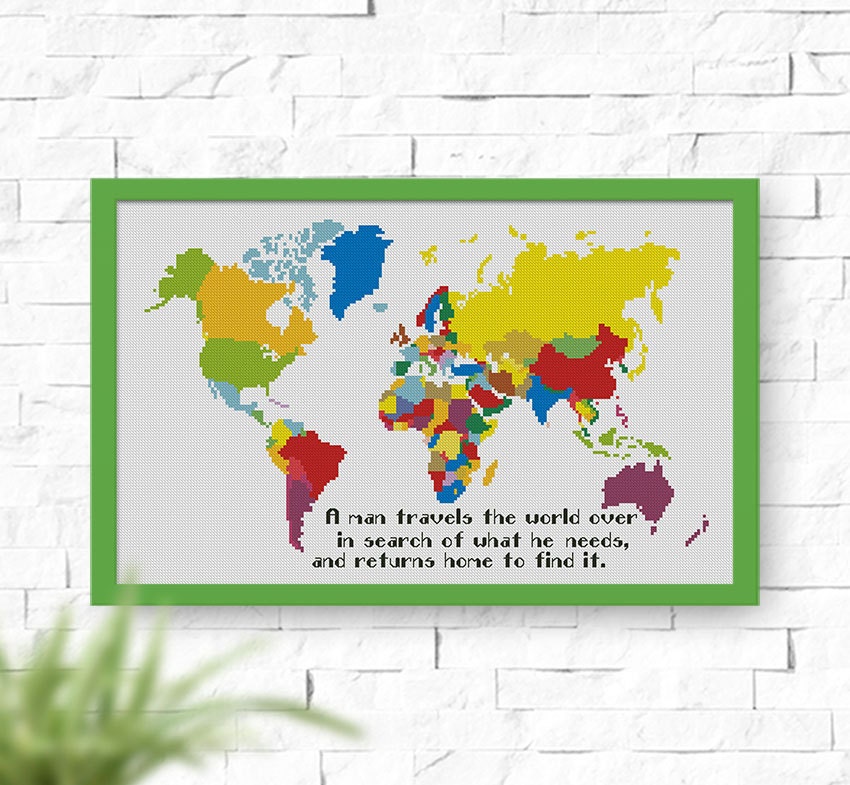 buy 2 get 1 free world map cross stitch pattern instant