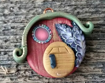 Polymer Clay Pendant,Fairy Pendant,House Pendant,Polymer Charm, Clay Charm,Artisan Charm,Clay Pendant,Tiny House