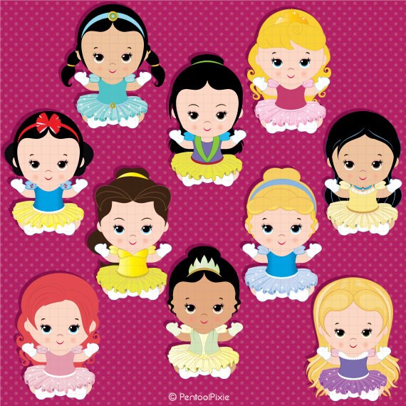 Princess babies clipart Baby princesses Princess birthday