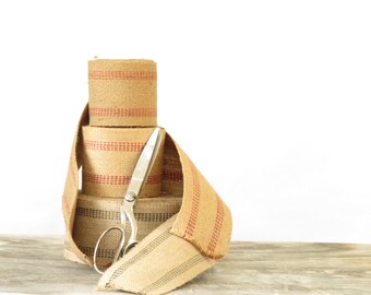 Vintage Burlap Upholstry Webbing - Vintage Burlap Ribbon - Rustic Burlap Webbing - Vintage Wedding Decor - Rustic Wedding Decor