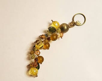 Beaded key chain, Purse charm, Amber key chain, Key chain, Amber beaded key chain, Acrylic and glass beads