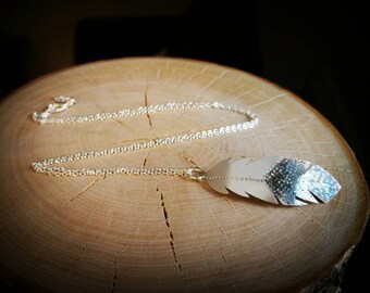 Sterling Silver 950 Feather pendant