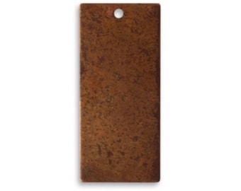 Vintaj Antiqued Copper Rectangle Metal Stamping Blank One Hole Aged Copper Oxidized Embossing Etching Jewelry Making 24g 32x14.5mm Qty 1
