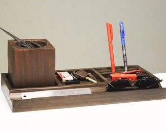 Office Wooden Desk Organizer Desk Accessories – For Use on Desktop|Table|Counter in Kitchen or Work Space