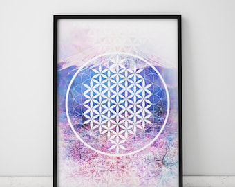 Sacred Geometry Art Spiritual Wall Art Yoga Poster Flower Of Life Wall Art Yoga Gifts Spiritual Gifts Spiritual Art Yoga Print Spirituality