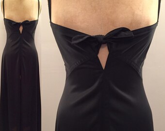 John Kloss for Cira black low cut tie top lingerie gown
