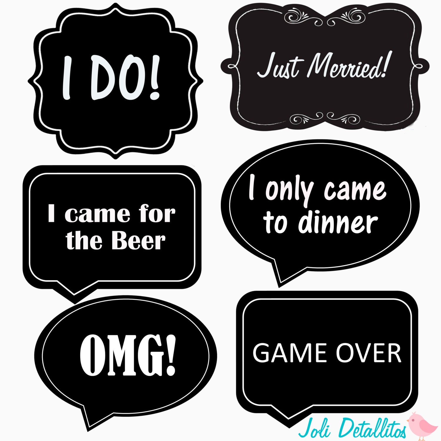 wedding props- Word Bubble Photo props- Printable DIY photo props