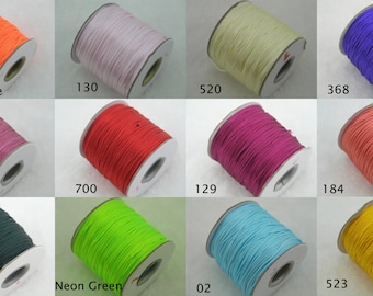 42 Colors--80 yards 1.0mm Satin Silk Bugtail/rattail Macrame Beading Cord Nylon Kumihimo String Chinese Knot Nylon Braided Beading Cord