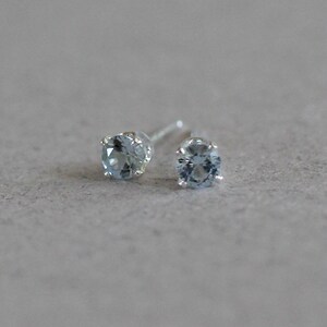Aquamarine Stud Earrings-Aquamarine Studs-March Birthstone Earrings-3mm Aquamarine Stud Earrings-3mm Studs-Something Blue-Gift for Her